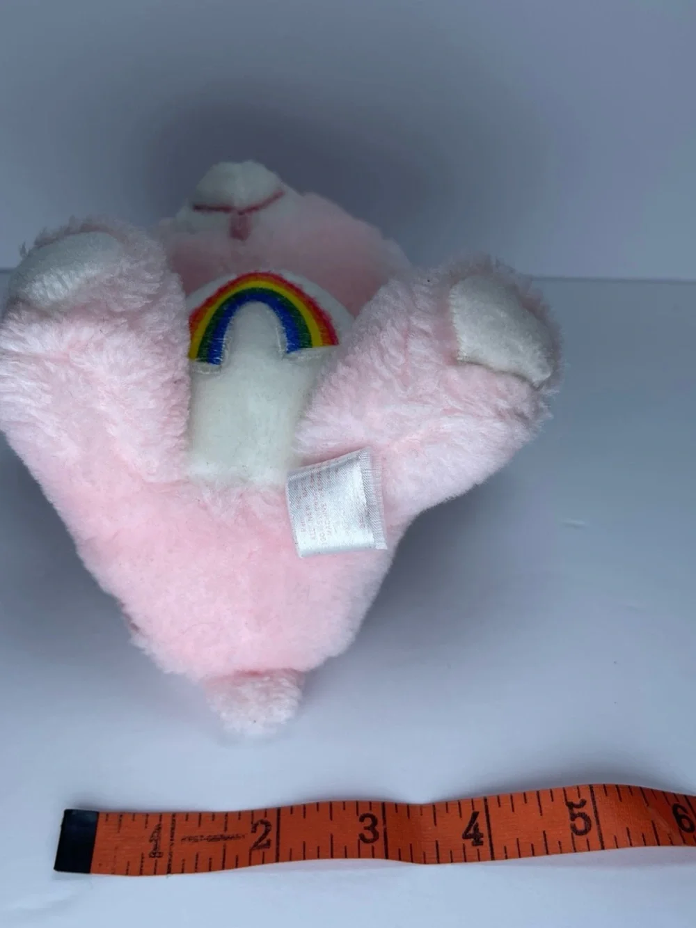 Care Bears Cheer Bear Pink Plush Bear Rainbow Belly 6in Vintage 1983 Bow Loop